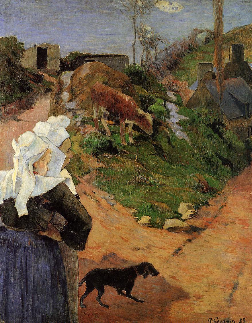 Breton Women at the Turn - Paul Gauguin Painting
